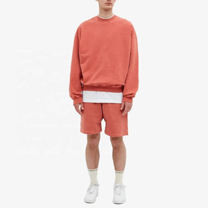 เสื้อสเวตเตอร์คอกลมแนววินเทจเปิดไหล่ผ้าฝ้าย100% 400 GSM ฟอกสี - Product Image 3