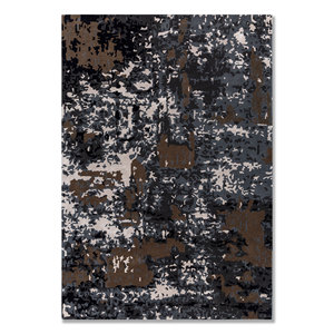 Alfombra Genesis Azul Hecha a Mano de Lana y Viscosa Taq-7240, Rectangular Grande con Patrón Abstracto a Rayas para Sala de Estar, 10mm de Grosor - Product Image 1