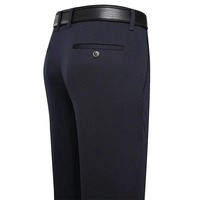 Pantalon d'été pour homme Pantalon décontracté d'affaires mince classique Couleur unie Élastique Confortable Loose Straight Marque Vêtements pour homme