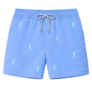 Shorts de Baño Azul Claro para Hombre, Secado Rápido, Cintura Elástica con Cordón, Cómodos Trajes de Baño de Verano - Product Image 1