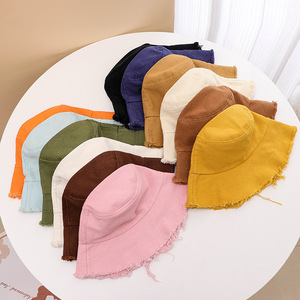 Özel Logo boş kova şapka erkekler kadınlar kap saçaklı kenar geniş ağız düz toptan Denim kova şapka - Product Image 1