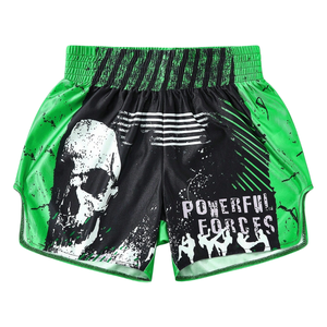 กางเกงมวยไทยสั่งทำขายส่ง แฟชั่น ยืดหยุ่น ทนทาน พิมพ์ลายแบบซับลิเมชั่น กางเกง MMA สั่งทำ ผลิตจากผ้าซาติน สำหรับคิกบ็อกซิ่ง - Product Image 1