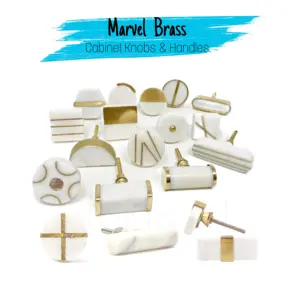 Manopole e maniglie per armadietti per cassetti in ottone Marvel bianco artigianale [HBRMW 258]