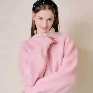 韩国时尚服装棉花糖布cle毛衣粉色免费乐天免税