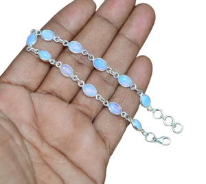 Boho Style Classical <b>Bracelet</b> Jewelry For <b>Women</b> <b>Silver</b> Jewelry 925 <b>Sterling</b> <b>Silver</b> Milky Opalite Gemstone Handmade <b>Bracelet</b> Gift - Product Image 1