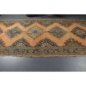 Alfombra de lana turca Vintage clásica beige azul 51x122 pies área grande rectángulo patrón de retazos para habitación de adolescente respaldo de látex - Product Image 3