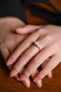 Gold Three Lab Diamond Engagement Ring 2.50CTW VVS1 <b>Cushion</b> Cut Lab Grown Diamond Anniversary Gift Wedding Fine Jewelry Her - Product Image 5