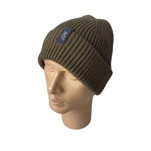 Gorro de esquí holgado Unisex acrílico caqui con imagen de calavera de pescador de invierno bordada en 3D etiqueta de logotipo tejido personalizado estilo de viaje - Product Image 1