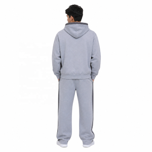 Conjunto de Sudadera con Capucha y Cremallera Unisex, de Forro Polar, Color Liso, con Bolsillo Frontal con Logo, Diseño Oversize, Chándal Informal OEM - Product Image 3