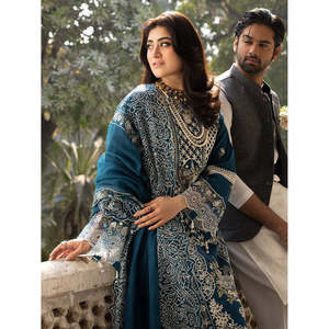 Ensemble de costume brodé pour femme en tissu lawn avec dupatta en organza et pantalon, anti-rétrécissement, non cousu - MAHNUR 3PC BIC-4609 - Product Image 5