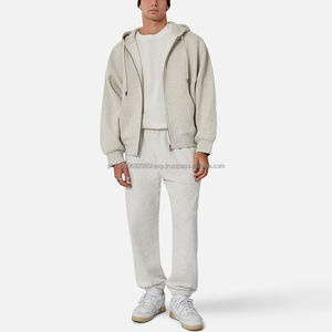 Ensemble de survêtement de sport pour homme, veste en coton légère et recyclable, sweat-shirt, pantalon de jogging, 2 pièces, fermeture éclair intégrale - Product Image 1