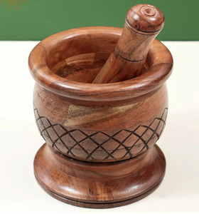 Mortero de madera y Maja Ajo Pimienta Hierba Especias Molinillo Prensa Trituradora Mortero y Maja para la venta - Product Image 5
