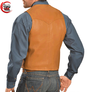 2025 Customized Men's High Quality Leather Vest Stylish Biker Embroidery Button Decoration Windproof Breathable Winter <b>Waistcoat</b> - Product Image 4