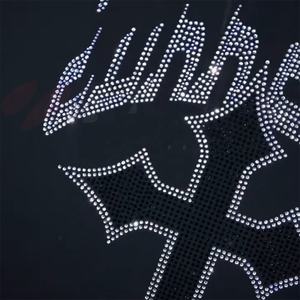 Custom <b>Black</b> Spider Skull Rhinestone Full <b>Zip</b> up <b>Hoodie</b> for Men - Product Image 2