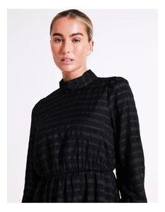 Summer Ladies Woven Dress Fall <b>Clothes</b> Custom O-Neck Long Sleeves Waist High Cuffs Above Knee Length - Product Image 3