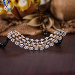 2.542 TDW Diamant rond et taille marquise Mangalsutra en or jaune par Labstone/Mangalsutra féminin/Couleur EF-VS - Product Image 2