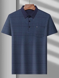 Camiseta Polo de golf elegante con estampado gráfico a cuadros de 220 GSM para hombre, camisa informal de manga corta con solapa para verano y primavera, ropa para exteriores - Product Image 3