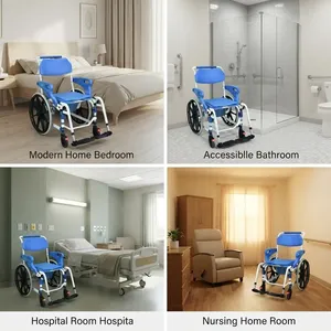 Silla de Ducha y Inodoro Portátil Reforzada <span class=keywords><strong>con</strong></span> <span class=keywords><strong>Ruedas</strong></span> para Ancianos y Personas <span class=keywords><strong>con</strong></span> Discapacidad, <span class=keywords><strong>con</strong></span> Reposapiés para Baño y Dormitorio - Product Image 4