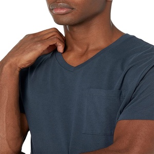 Camiseta Personalizada con Cuello en V de Algodón y Poliéster para Hombre, Camiseta Sólida Transpirable y Económica para Hombre - Product Image 4