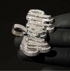 Pendentif lettre personnalisée en moissanite véritable 3 ct pour homme en argent plaqué or rose 14 carats - Product Image 2