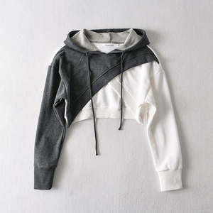 <b>Womens</b> baggy crop hoodie <b>fleece</b> fabric winter cropped hoodie solid <b>pattern</b> <b>womens</b> hoodie - Product Image 5