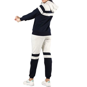 Ensemble de survêtement deux pièces pour femme, veste à capuche zippée color block et pantalon de jogging, tenue de sport décontractée, costume athlétique personnalisé - Product Image 2