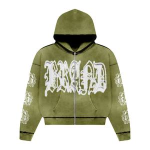 Baggy survêtement hommes coton polaire Polyester poids lourd confortable 500 GSM fermeture éclair à capuche surdimensionné survêtement hommes - Product Image 5