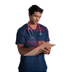 Traje de fregado transpirable ligero de diseño activo de dos piezas, tela elástica suave apta para uniformes de hospital de enfermera sanitaria - Product Image 2