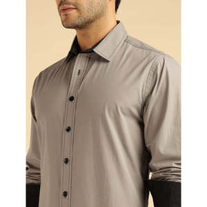 Amanush <b>Men's</b> Grey Cotton Formal <b>Shirt</b> Full Sleeve Turn-Down <b>Collar</b> Smart Casual Anti-Wrinkle Poplin Fabric Summer <b>Mens</b> <b>Shirts</b> - Product Image 2
