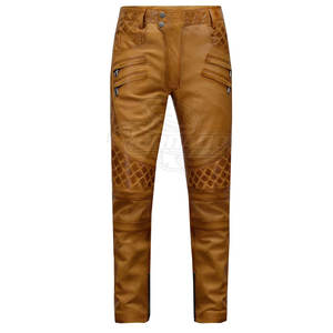 Pantalons en cuir pour hommes de haute qualité, légers, taille haute, fermeture à boutons, logo personnalisé, vente en gros - Product Image 1