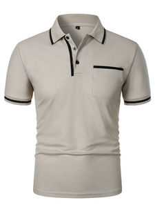 <span class=keywords><strong>Polo</strong></span> Casual da Uomo con Colletto Rialzato, Taglie Forti, Traspirante in Fibra di Acetato, Motivo Tinta Unita o Stampato, Tessuto Jersey - Product Image 2