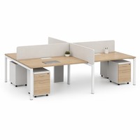 Poste de travail de bureau modulaire contemporain moderne, assemblage facile, structure robuste en pierre, bureau pour 4 employés à usage commercial, sans LED