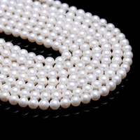 Perles d'eau douce AAA 6 mm, blanches lisses, brin de 15 pouces, perles naturelles à fort lustre, origine américaine, fournitures pour la fabrication de bijoux, légères