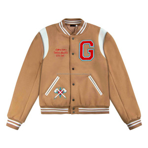 Chaqueta Varsity Personalizada al por Mayor de Alta Calidad para Hombre con Parche de Chenilla, Impresión de Letras y Cuello con Cordón para Invierno - Product Image 1