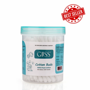 GLISS Premium, Hisopos de Algodón 100% Puro, Cabezales de Algodón Orgánico, Desechables, Multiusos, para Limpieza de Oídos y Maquillaje, Blancos - Product Image 1