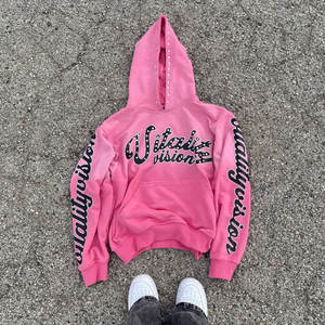 Street Wear <b>Trendy</b> Design Good Quality Vintage Rhinestone <b>Hoodie</b> Handsome Look Essential French Terry Faded <b>Hoodie</b> - Product Image 4