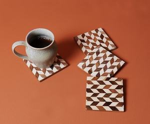 Nouvellement conçu bois résine forme carrée sous-verres à thé Logo personnalisé sous-verres antidérapants décor de Table bois résine sous-verres tapis de Table - Product Image 5