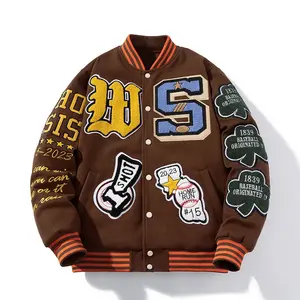 New Design <b>Men's</b> Loose <b>Varsity</b> <b>Jacket</b> Customized Shell Material Fashionable Chenille Patches Letterman College <b>Bomber</b> Baseball - Product Image 1