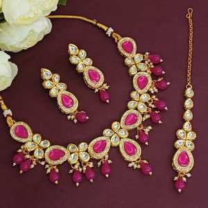 Indian Traditional Body Women Crystal Kundan Faux <b>Pearl</b> Rhinestone Choker Necklace Dangle <b>Earrings</b> Maang Tikka Party Gift - Product Image 2