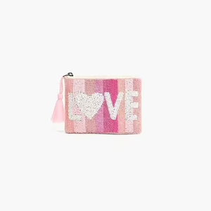 Porte-monnaie tendance fait main brodé de perles, personnalisable, vente en gros, perles de rocaille de créateur, forme carrée, pour les amoureux de la mode, Saint-Valentin - Product Image 4