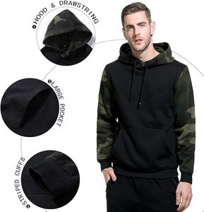 Men's Pullover Hoodie Blend Fleece <b>Long</b> Sleeve Contrast Color <b>Sweatshirt</b> with Kanga Pocket - Product Image 3