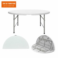 Table de banquet pliante en plastique blanc, table ronde pour fête, mariage, événement, table de repas imperméable pour l'extérieur, meubles d'extérieur empilables
