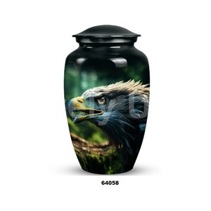 Urna para adultos de cremación de águila de aluminio más vendida para cenizas humanas Urna funeraria decorativa con bandera americana grande con bolsa de terciopelo gratis - Product Image 6