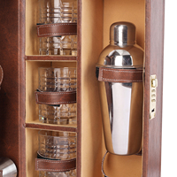Kit de Bar Portable en Similicuir le Plus Vendu – Trousse de Barman de Voyage avec Shaker 500/750ml – Ensemble Complet pour Voiture et Maison – Outils de Bar Écologiques