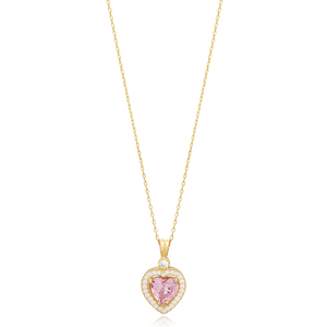 Corazón diseño rosa cuarzo CZ piedra mujeres encanto collar venta al por mayor artesanía 925 joyería de plata - Product Image 1