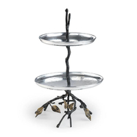 Nieuwe Aanwinst Modern Stijlvol Design Ecologisch Hoogwaardig Metalen Taartplateau Michael Aram Hydrangea 2-Laags Dessertplateau