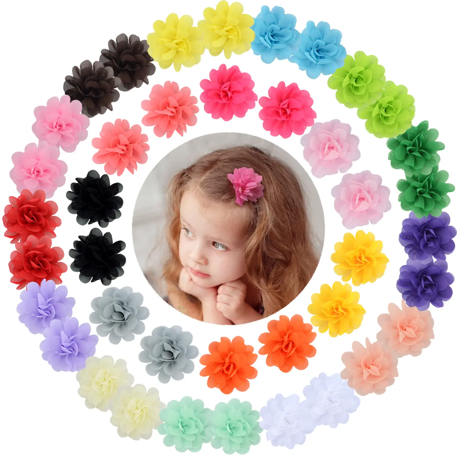 Hot-Selling Chiffon Bloem Haarspeld Kinder Baby Soft Head Flowerkleding Kleding Decoratie Kunstbloemen