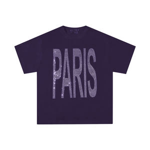 เสื้อยืดแฟชั่นแขนสั้นลายคริสตัลประดับเพชร แบรนด์ดัง สำหรับผู้ชาย ไซส์ใหญ่ - Product Image 1