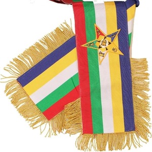 Écharpe à cinq couleurs de l'Ordre maçonnique de l'Étoile de l'Orient (OES) avec doublure rouge, lot de 5, taille standard - Product Image 5