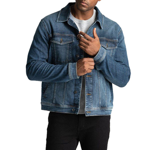 2024 usine en gros hommes veste en jean qualité couleur unie veste bleu foncé garçon déchiré veste en jean pour hommes - Product Image 1